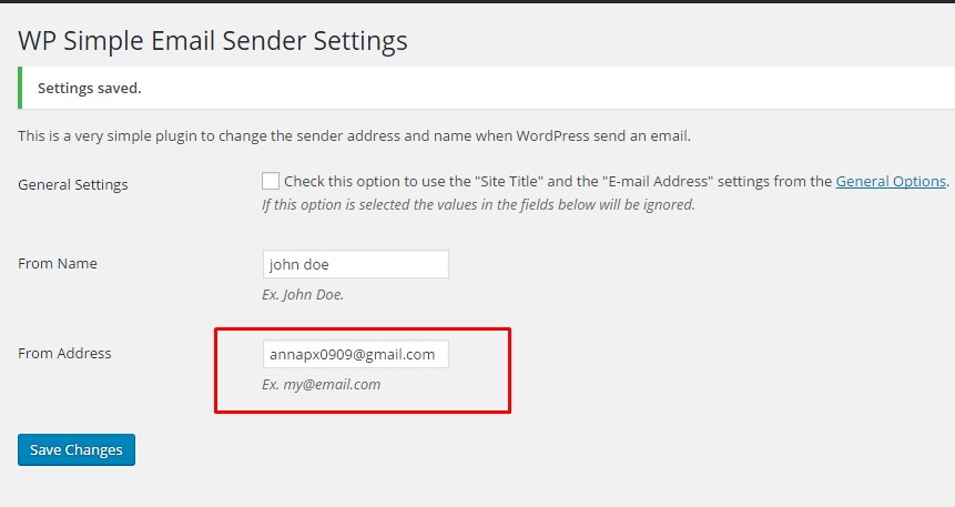 To change this default address with another email address you can use... 