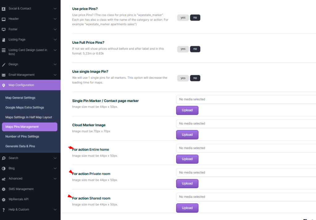 Theme options - Map Configuration Settings - WPRentals Theme Documentation