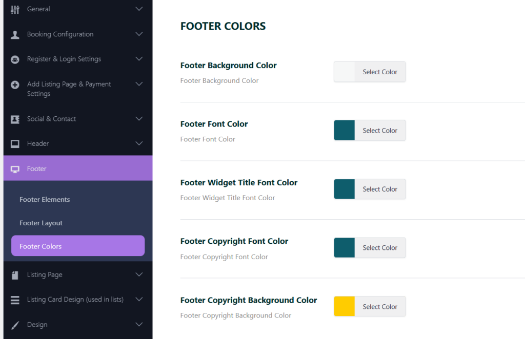 Theme Options – Footer Settings - WPRentals Theme Documentation