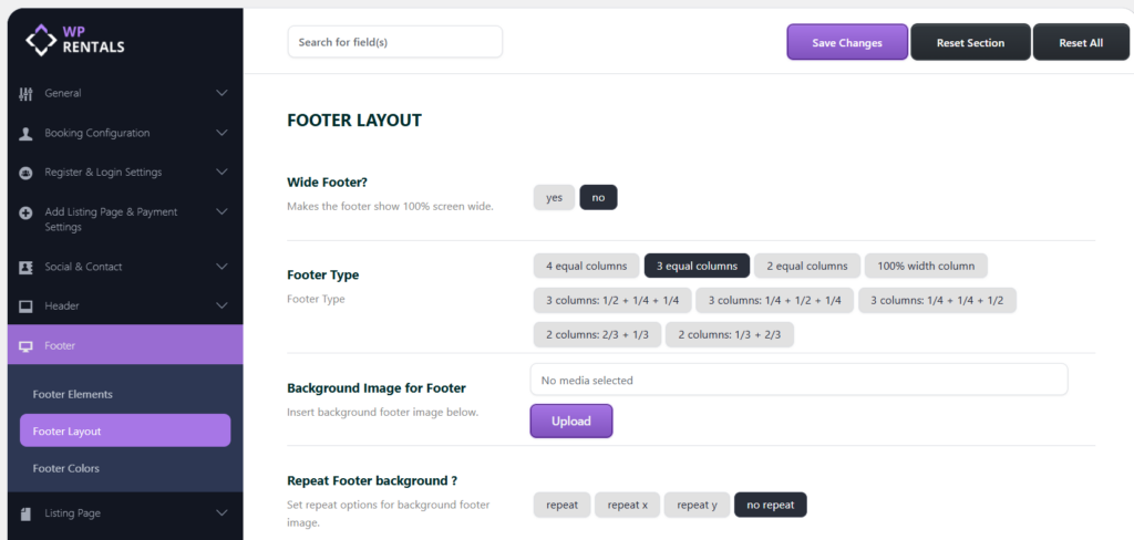 Theme Options – Footer Settings - WPRentals Theme Documentation