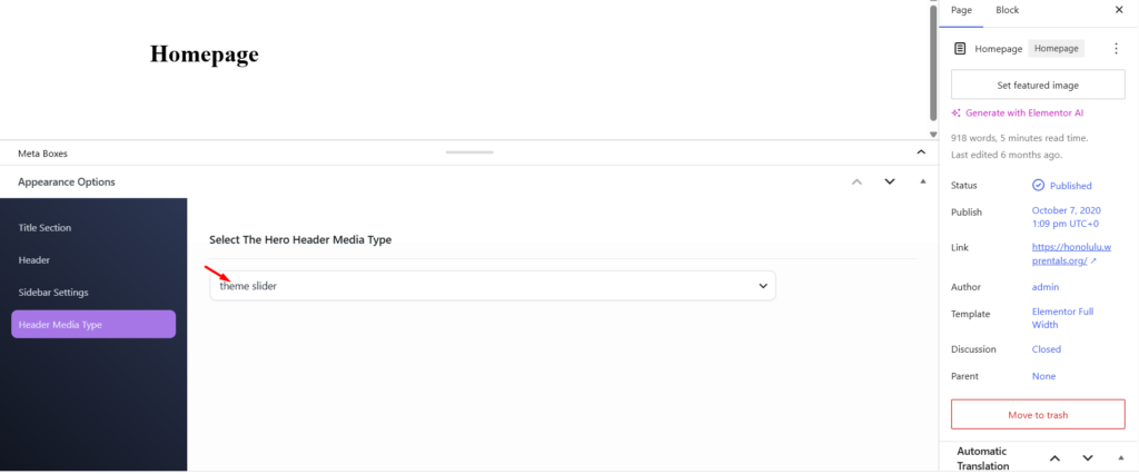 Theme Options > Theme Slider for Hero Media - WPRentals Theme Documentation