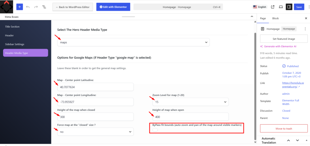 Custom Hero Media Header Options For Pages - WPRentals Theme Documentation